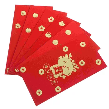 6шт Пликове в китайски стил, празникът на Пролетта, Червени пликове, Годината на Дракона 2024, Коледни Червени пликове