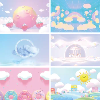 Облак от Мечти, Детски душ, Дъгата Фон за снимки, Конфетная принцеса, Фонове за рождения Ден на новороденото, чрез търг