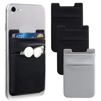 Дамски мъжка мода от еластична тъкан, държач за мобилен телефон, калъф за мобилен телефон, портфейл, притежател на кредитна ID-карти, джоб с лента стикер
