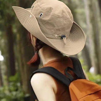 2023 Ретро Катерене шапка Дамски Пролет Лято Открит къмпинг На съвсем малък Западните каубойски шапки Обикновен чадър Рибарска шапка