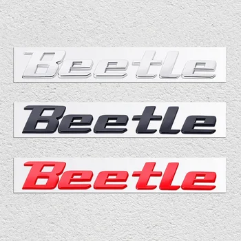 3D Метален стикер с лого и Емблема на Beetle, Хромирани Черно-червен Стикер с букви за Volkswagen VW Beetle, Аксесоари за декор на задния багажник
