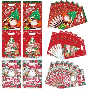 10шт Коледен пакет за шоколадови бонбони и бисквитки на Дядо Снежен човек Пакети за 