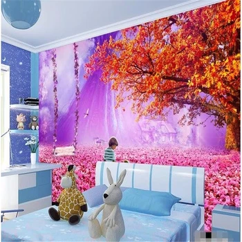beibehang потребителски тапети за стени, стенопис HD Розов приказен свят детски мечта за рай ТЕЛЕВИЗИЯ фон потребителски копринени фотообои