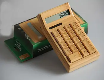 Бамбук слънчев калкулатор, сладки екологично чисти продукти от древно дърво, канцеларски материали за финансов офис boss