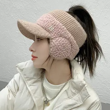 Зимна Дебела Топла шапка-ушанка, Празни шапки, Вязаная шапка от овча вълна