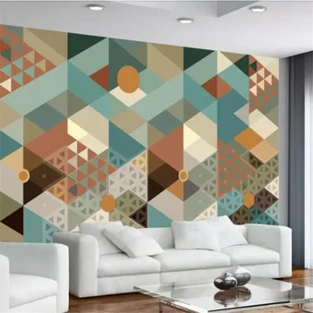 wellyu Потребителски тапети 3d фотообои стерео модерен минималистичен абстрактен геометричен триъгълник фреска, фон тапети стенопис