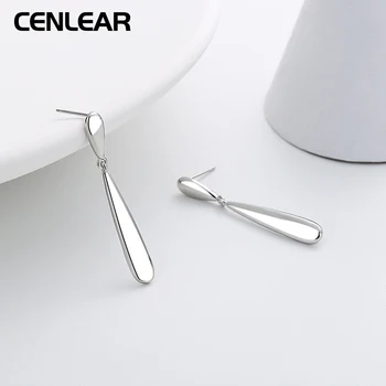 CENLEAR 925 сребро гладка геометрични обеци минималистичные ins ниша обици капка вода Евтини неща с безплатна доставка