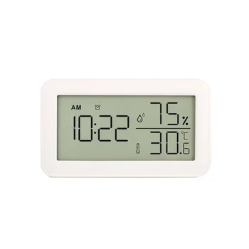Термометър-Влагомер за помещения с Будилник, LCD Дигитален Термометър за стая, Хол, Избата (Бял)