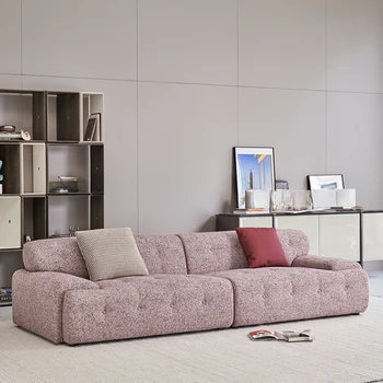 / Текстилен разтегателен / Френски кремаво-розов диван от висококачествен памук платна с голяма облегалка / GS