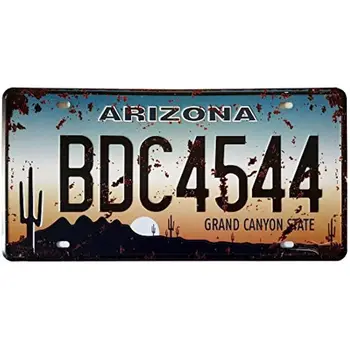 ERLOOD Arizona BDC4544 Ретро Ретро Автомобилен регистрационен номер Лидице надпис с релефни, размер етикети, плакати за домашен декор