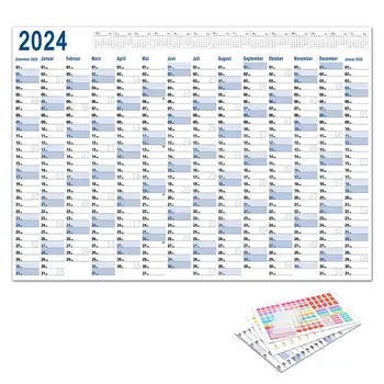 Кратък стенен Календар В 2024 година, Голяма част График На стената, На 365-Дневен Голям Плакат-Календар С Двустранен Стикер За училище