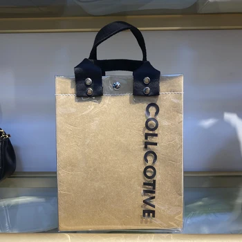 Прозрачни ежедневни чанти за жени, луксозни дизайнерски чанти и портфейли, на новост 2023 година От PVC, крафт хартия, чанта през рамо с надпис