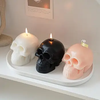 Свещи, Ароматерапия от соев восък Ароматни свещи във формата на черепа Приятен аромат на Соев восък, свещ за Хелоуин с пълна главата на Черепа, декор за Хелоуин
