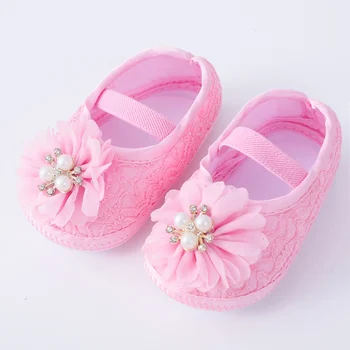 Обувки За Малки Момичета С Перли И Цветен Модел, Обувки За Бебета, Проходилки, Обувки За Креватче За Най-Малките Момичета, Мека Подметка Обувки За Новородени Принцеси
