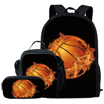 Популярният хип-хоп Flame, Баскетбол Футболен 3D принт, 3 бр. /компл., училищни чанти за ученици, раница за лаптоп, чанта за обяд, молив случай за моливи