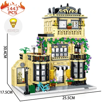 Строителни блокове City Coffee Shop с led подсветка Creative Expert Ежедневни модел на ресторанта Bricks Street View Играчки за подарък на детето си за рождения ден