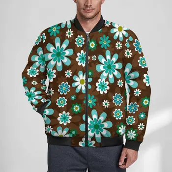 Ежедневни якета с цветя в ретро стил, на кафяви и сини windbreakers с качулка, мъжки палта на поръчка, зимна реколта класическа яке голям размер
