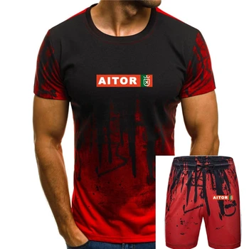 Новото лого на Aitor, нож за оцеляване в Испания, мъжка черна тениска с къс ръкав, размер