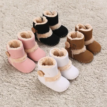 Есенно-зимни обувки; зимни топли обувки за малки момичета и момчета; однотонная детски обувки за деца 0-18 м с топка-пъзел;