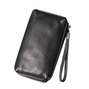 Ново записване, мъжки клатч от естествена кожа, мека дълъг портфейл, модерна чанта за телефон от телешка кожа