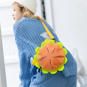 Скъпа чанта през рамо в ретро стил с гамбургером в кавайном стил, модерна чанта през рамо от изкуствена кожа, дамска чанта, забавна чанта за телефон, новост 2023 година