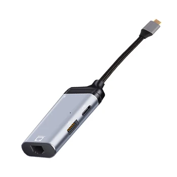 3 В 1 Type-C Към Gigabit Ethernet Rj-45 Lan PD Зареждане C USB Порт за Предаване на Данни Конвертор Адаптер За ТЕЛЕВИЗОР, КОМПЮТЪР Samsung S20
