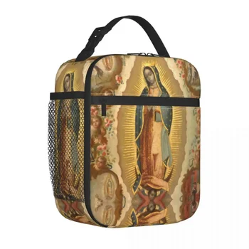 Дева Гваделупская с четири Явления, изолирано чанта за обяд, контейнер за обяд, Католическата чанта Мария Иисусовой, чанти за хранене, Колеж