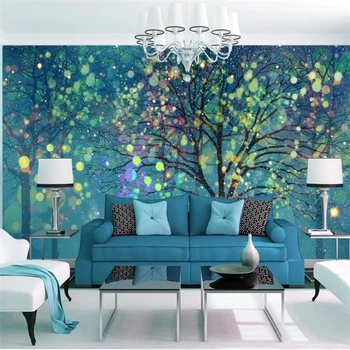 тапети welllyu на поръчка 3d стенописи красиви мечтательные сини отблясъци на фона на буйни дървета тапети за дома тапети