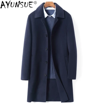 2021 Двустранно кашемировое палта, мъжко зимно гъста вълна палто, вълнена палто със средна дължина, мъжки бизнес връхни дрехи, мъжки дрехи Chaqueta FCY
