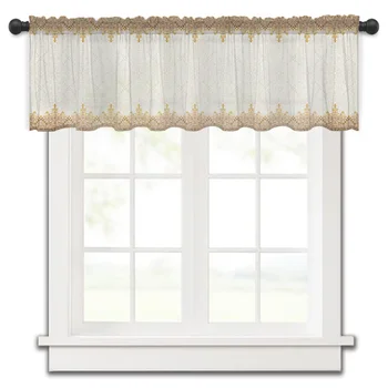 Къса прозрачна завеса на прозореца с етнически модел в стил Бохемия Ретро, Тюлевые пердета за кухни, спални, аксесоари за дома, малки пердета от воал