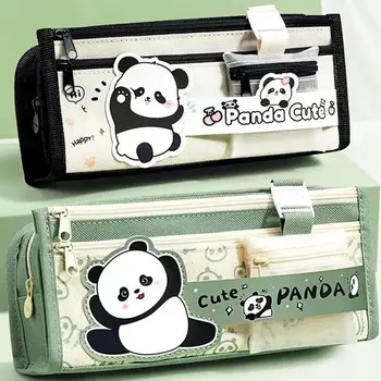 Чанта за писалки с голям капацитет на Творчески, богат на функции Водоустойчива Кутия за писалки Panda Чанта за съхранение на Студентски подарък