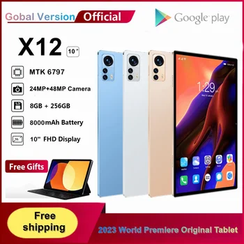 Гореща Разпродажба 2023 Глобална Фърмуер x12 Таблет Android 12 MTK6797 Таблет 10 инча 120 Hz WQHD + дисплей 8 GB 256 GB 8000 mah Батерия 5G Tabtop