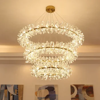 Луксозен полилей с хрустальным светлина, Хол, спалня, Венец във фоайето, Модерни минималистичные Творчески постмодернистские лампи