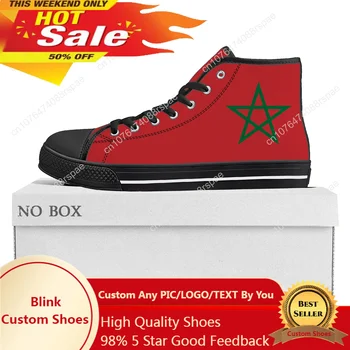 Висококачествени маратонки с мароканския флага, мъжки и женски парусиновые маратонки за тийнейджъри, ежедневни обувки за чифта обувки по поръчка