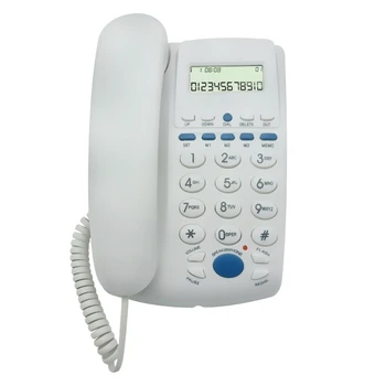 Кабелен стационарен телефон, стационарен телефон с голям бутон и функцията за идентификация на обаждащия се на рецепцията на къща, хотел