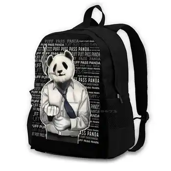 Puff Puff Pass Panda Happy 420 Kiffer Business Мотив на Жените и Мъжете Тийнейджъри Лаптоп Пътни Ученически чанти Panda Puff Паспорт Relax Pipe