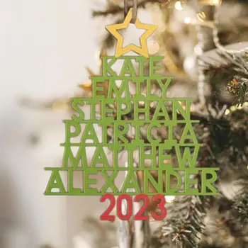 Украса за Коледната елха, многократна употреба Дървена декорация за Коледната елха, Куха буква на фамилното име, украса за Коледното парти, Празник