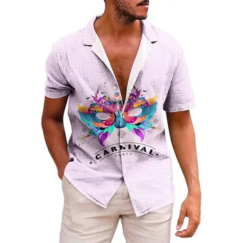 Мъжки 3D Карнавальная Дигитален Печат Индивидуалност Ежедневни Модерна Риза С Къс Ръкав Art 3d Digital Print Camisas Hombre