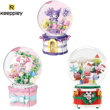 Нов Keeppley Sanrio Hello Kitty My Melody Kurom Музикална Ковчег За Рождения Ден На Строителни Блокове Kawaii Монтажна Детска Играчка Подарък За Рожден Ден