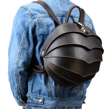 Креативен раница Beetle от естествена кожа, унисекс, кръгла чанта през рамо