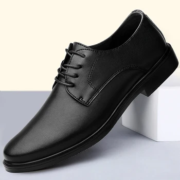 Мъжки oxfords дантела, модерен модел обувки с перфорации тип 