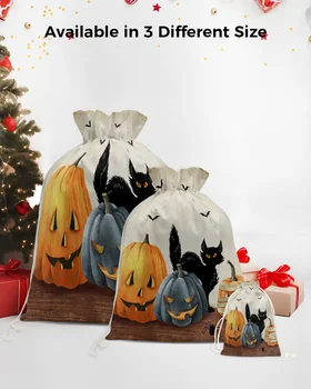 Тиква за Хелоуин Черна Котка Прилеп Коледни Подаръчни пакети Дядо Коледа торбата за съвсем малък Коледни бонбони Подарък пакет за закуски Опаковка Чанта за съхранение