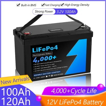 SEENRUY Литиево-Желязо-Фосфатная Батерия 12V 100Ah 120Ah LiFePO4 с Bluetooth BMS За Кемперов RV Слънчеви Количка за Голф и Морската Пехота