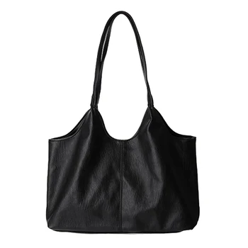 Дамска чанта прост дизайн, сребриста чанта през рамо, женствена чанта с голям капацитет