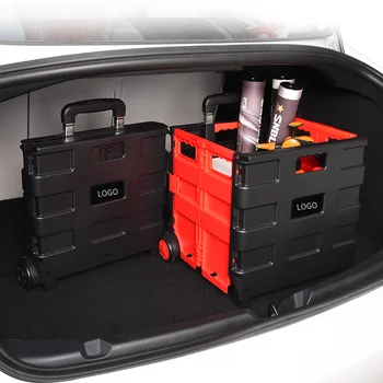 Кутия за съхранение в багажника на колата, Сгъваема войлочный авто органайзер, кутия за прибиране на реколтата, Черни автоаксесоари, Мултифункционална количка за пазаруване