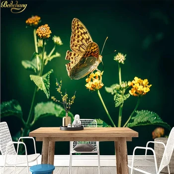 beibehang Потребителски тапети стенопис 3D с невъоръжено око пеперуда на цвете фреска, фон тапети начало декор papel de parede
