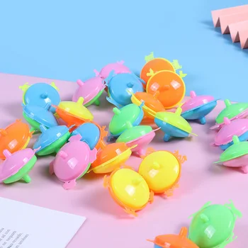 Мини мультяшная пластмасова играчка с гироскопом, цветни носталгия миниатюрен топ за детски подарък за рожден Ден