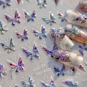 Желейные пеперуди, Самозалепващи стикери за дизайн на ноктите, етикети със собствените си ръце, Плъзгачи за дизайн на нокти, Маникюр, Тайна с релефни, Аксесоари