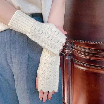 Модни Кашмир Женски Мъжки Зимни Кашмир ръкавици за защита от студа с мека утолщением и приятна на допир екран, Възли вълнени ръкавици