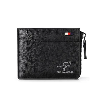 Мъжки портфейл с RFID заключване с цип, бизнес притежател на кредитна карта, чанта за документи за самоличност, чантата е от изкуствена кожа, мъжки портфейл с високо качество